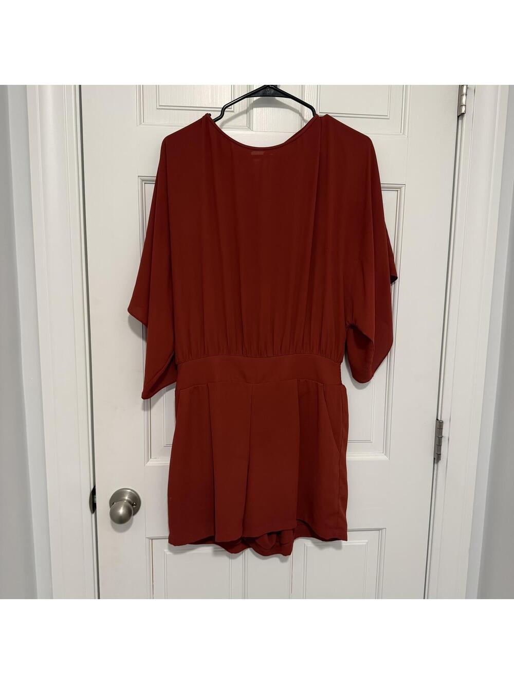 White House Black Market Rust Red Polyester Romper Size 10